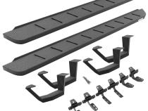 RB10 Running Boards With Mounting Brackets &amp;amp; 2 Pairs of Drop Steps Kit Protective Bedliner Coating 2019-2026 Sierra 1500 2020-2026 Sierra 2500/3500 HD Go Rhino