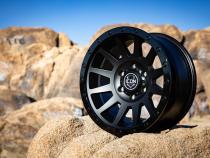 Compression 18 X 9 / 5 X 5 -12MM Offset 4.5 Inch Back Space Double Black, ICON Alloys