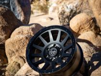 Compression 18 X 9 / 5 X 5 -12MM Offset 4.5 Inch Back Space Double Black, ICON Alloys