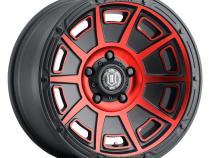 Victory 17 X 8.5 / 6X120 / 0MM / 4.75 Inch Back Space Satin Black W/ Red Tint, ICON Alloys