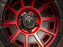 Victory 17 X 8.5 / 6X120 / 0MM / 4.75 Inch Back Space Satin Black W/ Red Tint, ICON Alloys