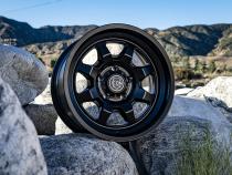 Nuevo 17 X 8.5 / 5 X 150 25MM Offset 5.75 Inch Back Space Satin Black, ICON Alloys