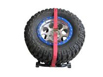 Gloss Black Bed Mounted Tire Carrier with Red Strap NFab