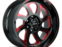 Aluminum Wheels 22x12 M22 GBMLR Series Milled Gloss Black/Candy Red 8 On 170 Bolt Pattern -44 Offset Off Road Monster