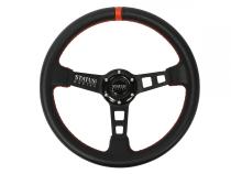 Deep Dish Leather Steering Wheel 13 Inch Diameter Red PRP Seats