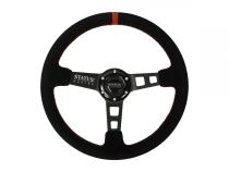 Deep Dish Suede Steering Wheel 13 Inch Diameter Red PRP Seats