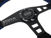 Flat Suede Steering Wheel 13 Inch Diameter Blue PRP Seats