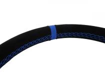Flat Suede Steering Wheel 13 Inch Diameter Blue PRP Seats
