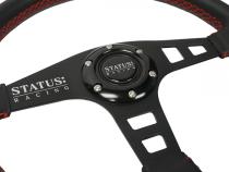 Flat Leather Steering Wheel 13 Inch Diameter Red PRP Seats